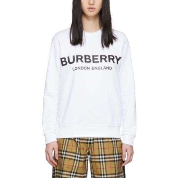 Burberry White Black Logo Sweatshirt size XS - Picture 1 of 10
